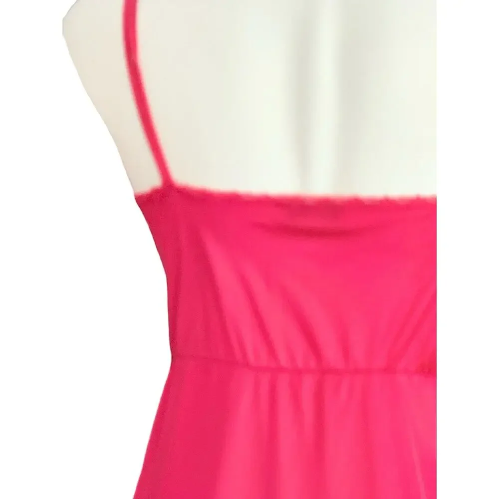 Diane Von Furstenberg 1970s Vintage Hot Pink Fuchsia Nylon Nightgown DVF BE-7